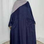 Abaya tacko bleu fonce