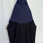 Hijab Kodoré à clips tissus jazz bleu fonce-3