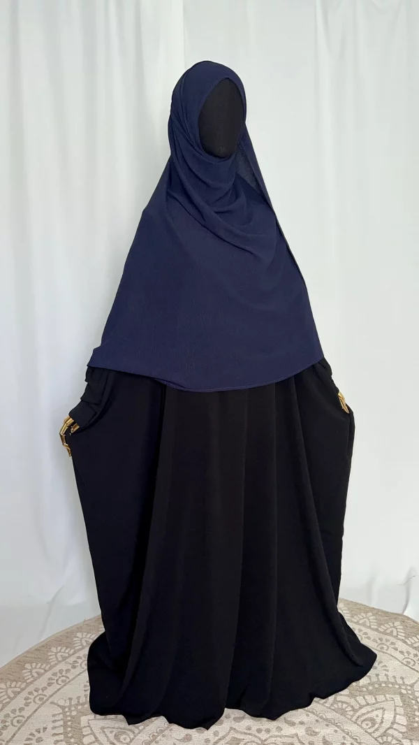 Hijab Kodoré à clips tissus jazz bleu fonce-3
