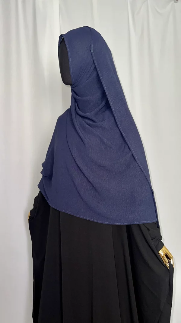 Hijab Kodoré à clips tissus jazz bleu fonce-4