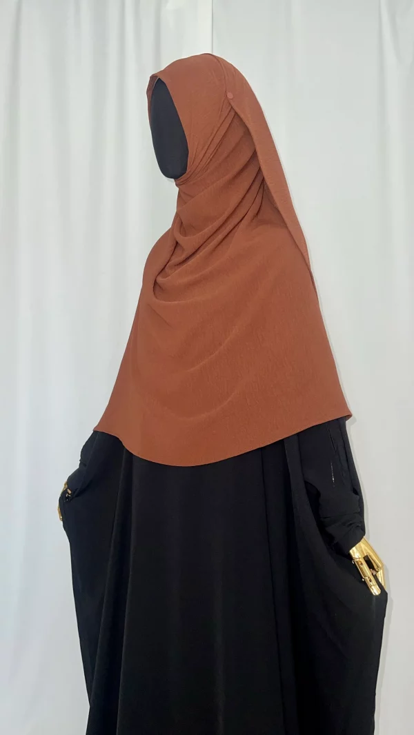 Hijab Kodoré à clips tissus jazz camel-1
