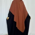 Hijab Kodoré à clips tissus jazz camel-2