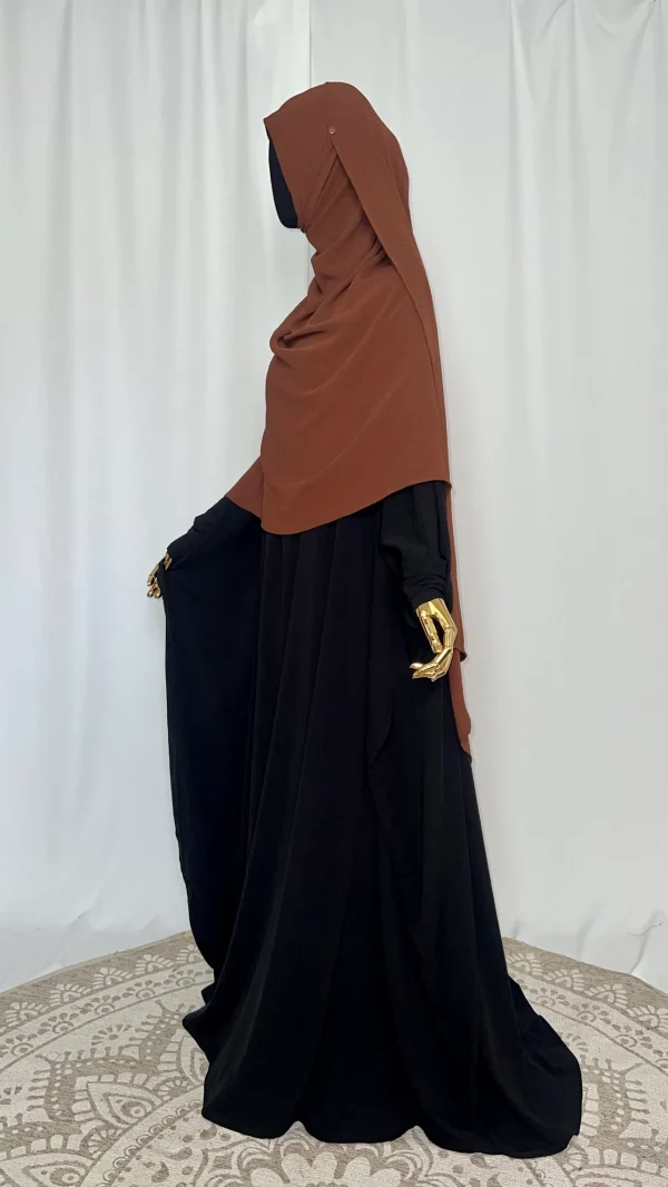 Hijab Kodoré à clips tissus jazz camel-4