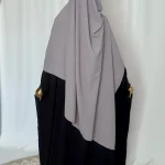 Hijab Kodoré à clips tissus jazz gris clair-1
