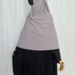 Hijab Kodoré à clips tissus jazz gris clair-2
