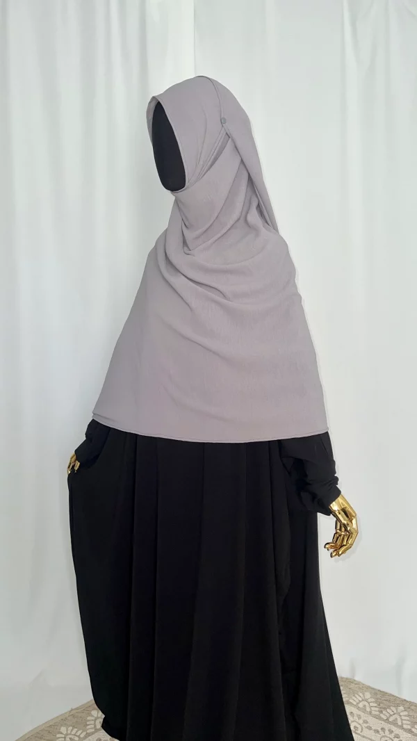 Hijab Kodoré à clips tissus jazz gris clair-2