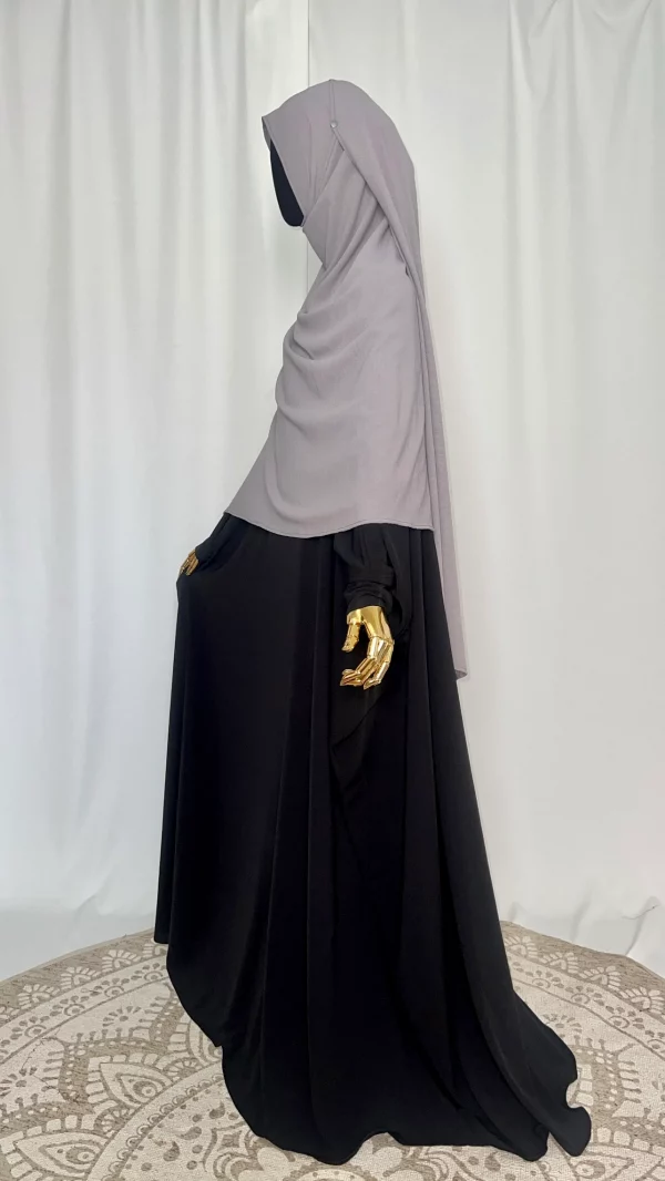 Hijab Kodoré à clips tissus jazz gris clair-3