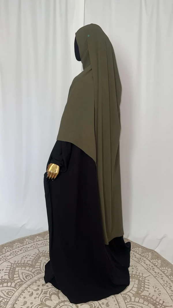 Hijab Kodoré à clips tissus jazz kaki-1