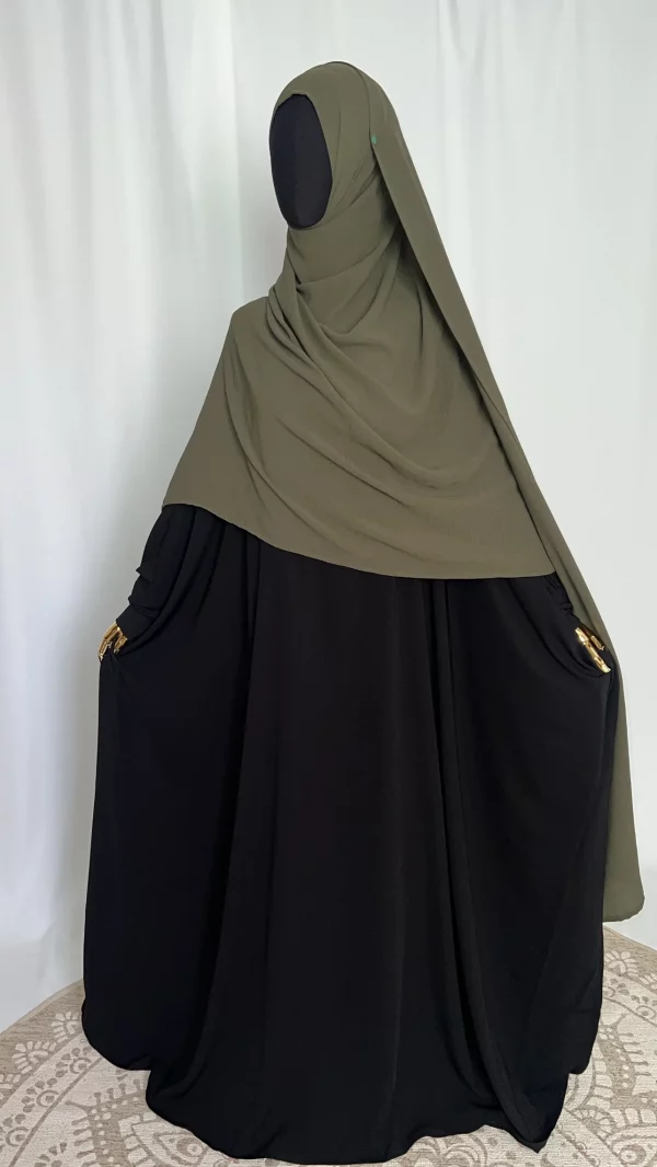 Hijab Kodoré à clips tissus jazz kaki